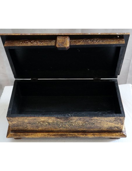 Baule cassapanca in legno di Albesia con volto di Buddha color argento sfondo oro cm 40x25x20 new