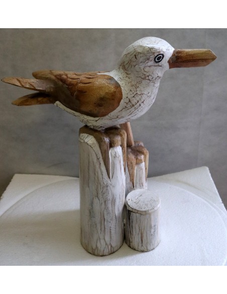 Scultura di Gabbiano in legno da cm 48x20x40 gabbiano dipinto medio