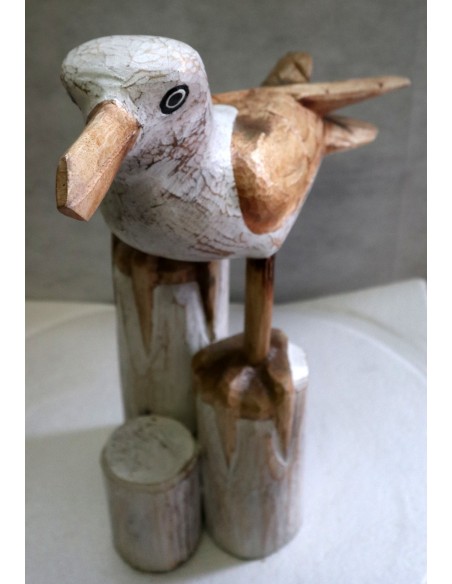 Scultura di Gabbiano in legno da cm 48x20x40 gabbiano dipinto medio