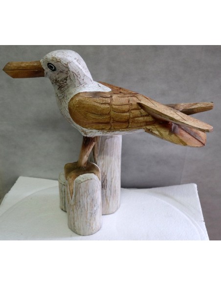 Scultura di Gabbiano in legno da cm 48x20x40 gabbiano dipinto medio