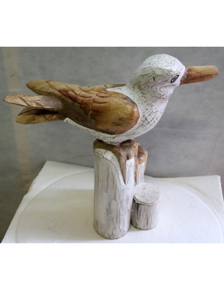 Scultura di Gabbiano in legno da cm 48x20x40 gabbiano dipinto medio