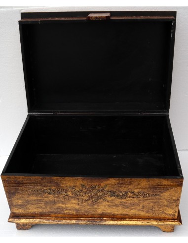 Baule cassapanca in legno di albesia con volto...