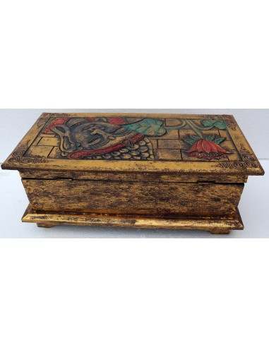 Baule cassapanca in legno di Albesia con volto...