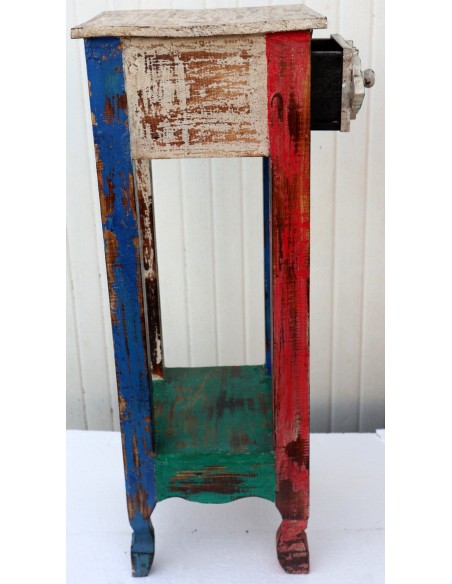 Alzata comodino in legno multicolor con cassetto cm 30x30x80h
