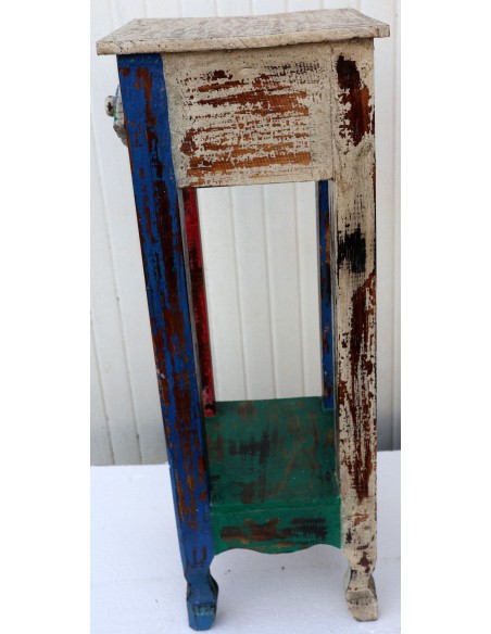 Alzata comodino in legno multicolor con cassetto cm 30x30x80h