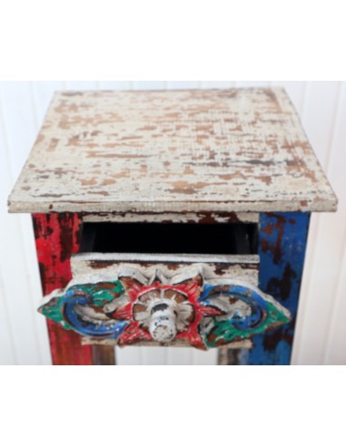 Alzata comodino in legno multicolor con...