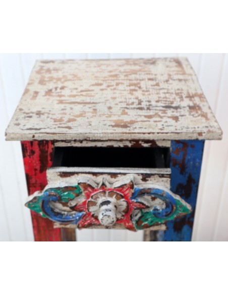 Alzata comodino in legno multicolor con cassetto cm 30x30x80h