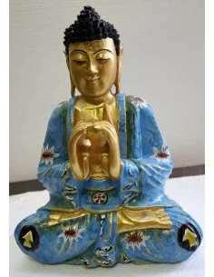 Buddha scultura il legno massello noce indiano o suar cm...