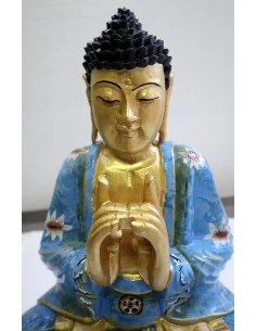 Buddha scultura il legno massello noce indiano o suar cm... 2