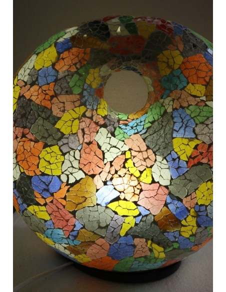 Lampada da tavolo sferica a ciambella in resina e mosaico multicolor icm 35x35x10