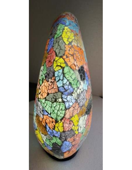 Lampada da tavolo sferica a ciambella in resina e mosaico multicolor icm 35x35x10