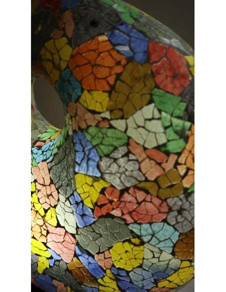 Lampada da tavolo sferica a ciambella in resina e mosaico multicolor icm 35x35x10