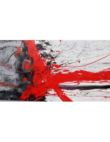 Quadro astratto cm 150x70 sfondo grigio rosso...