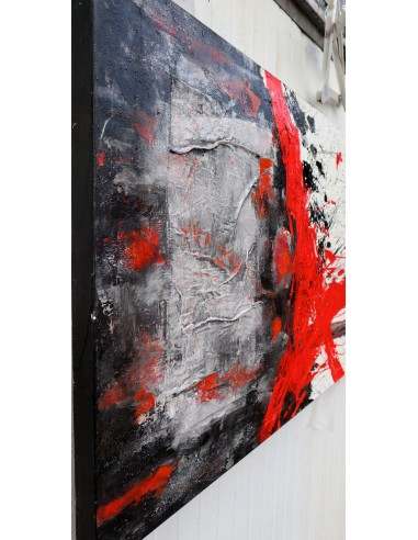 Quadro astratto cm 150x70 sfondo grigio rosso...