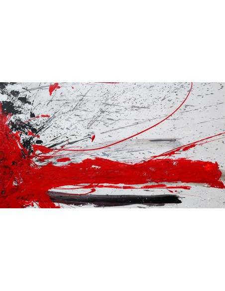 Quadro astratto cm 150x70 sfondo grigio rosso bianco testata letto pop art moderno arredo dipinto