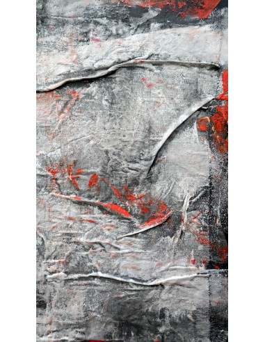 Quadro astratto cm 150x70 sfondo grigio rosso...