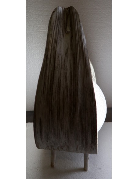 Lampada abatjour in foglia di cocco chiusa bianca decapata palla di cotone a sfera bianca cm 25x13x32h