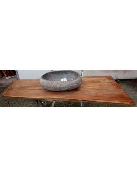 Piano in legno top massello in Teak per bagno cm 150x39/70x5,5h tavola n. 7