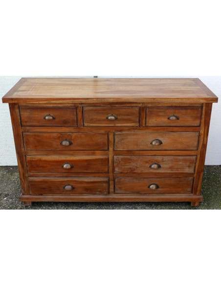 Cassettiera cassettone in legno di teak con 9 cassetti cm 120x45x75 h comò
