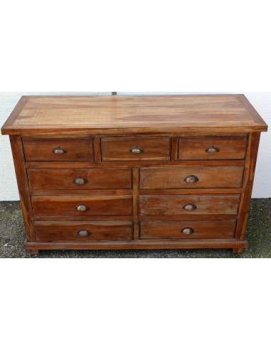 Cassettiera cassettone in legno di teak con 9...