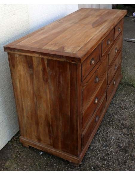 Cassettiera cassettone in legno di teak con 9 cassetti cm 120x45x75 h comò