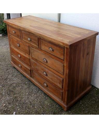 Cassettiera cassettone in legno di teak con 9...