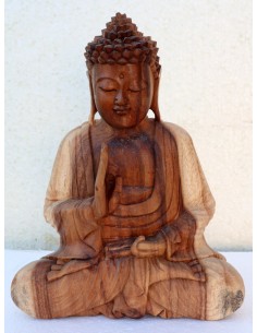 Buddha scultura il legno massello noce indiano o suar cm...