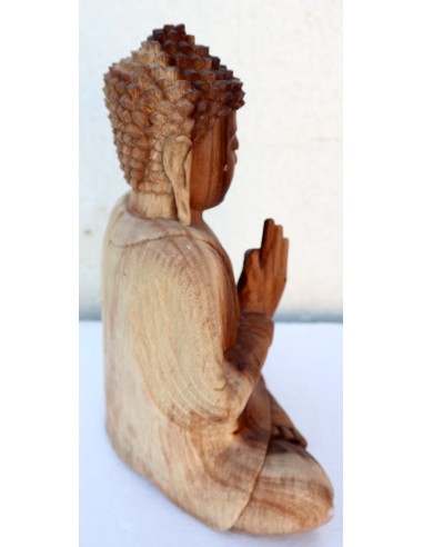 Buddha scultura il legno massello noce indiano...