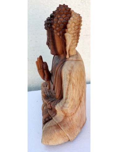 Buddha scultura il legno massello noce indiano...