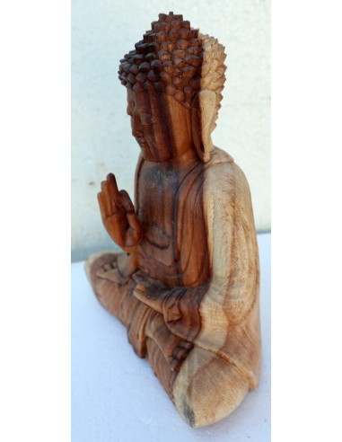 Buddha scultura il legno massello noce indiano...