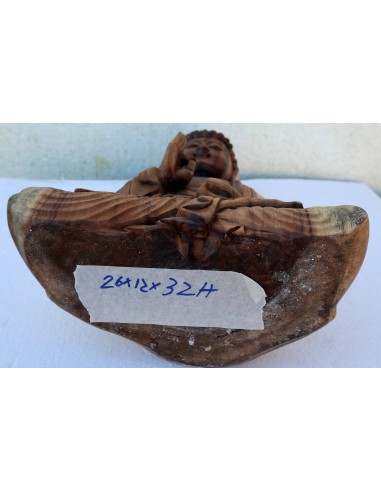 Buddha scultura il legno massello noce indiano...