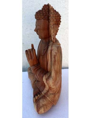 Buddha scultura il legno massello noce indiano...