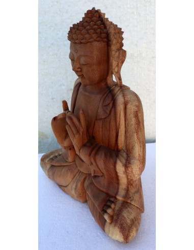 Buddha scultura il legno massello noce indiano...