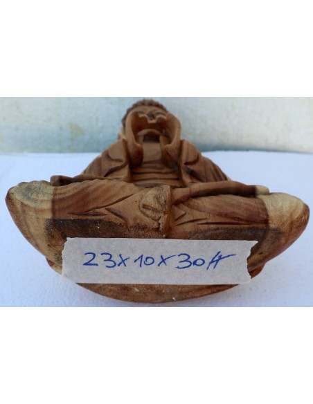 Buddha scultura il legno massello noce indiano o suar cm 23x10x30h color legno naturale statua mani unite