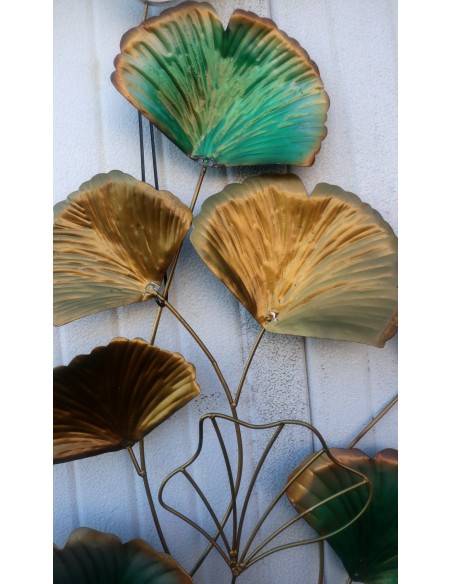 Pannello in metallo floreale con papaveri stilizzati creato e colorato mano cm 102x55 dipinte realizzate artigianalmente