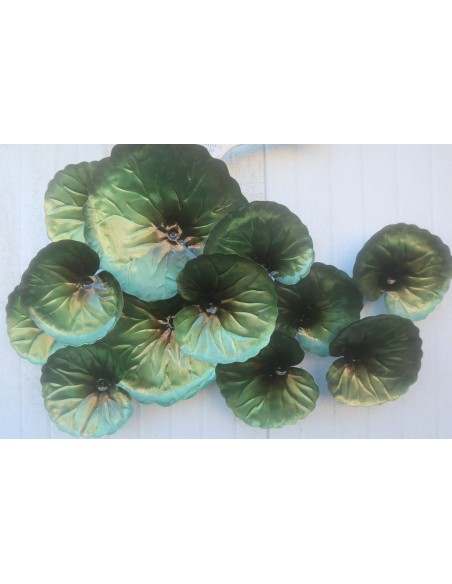 Pannello in metallo floreale tipo edera stilizzata creato e colorato mano cm 70x52x15 dipinte realizzate artigianalmente