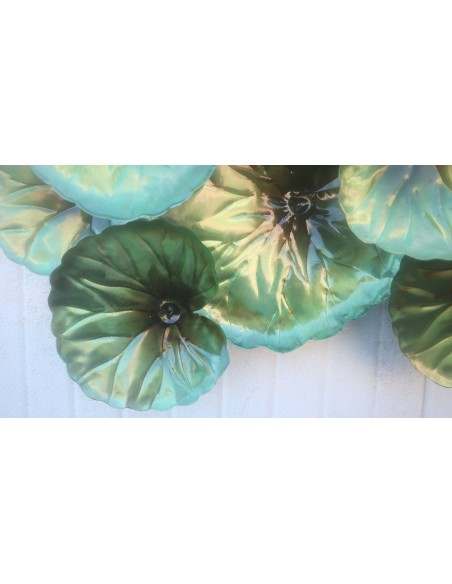 Pannello in metallo floreale tipo edera stilizzata creato e colorato mano cm 70x52x15 dipinte realizzate artigianalmente