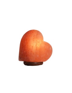 Lampada di sale a forma di cuore su base di legno...
