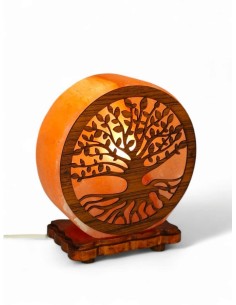 LAMPADA SALE 3D ALBERO DELLA VITA BASE IN LEGNO CM H18X18X10