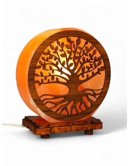LAMPADA SALE 3D ALBERO DELLA VITA BASE IN LEGNO CM H18X18X10