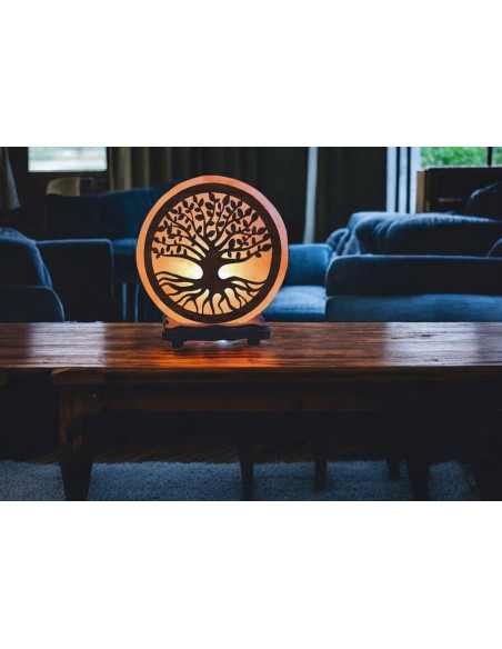 LAMPADA SALE 3D ALBERO DELLA VITA BASE IN LEGNO CM H18X18X10