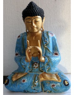 Buddha scultura il legno massello noce indiano o suar cm...