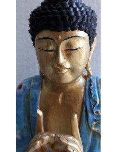 Buddha scultura il legno massello noce indiano o suar cm... 2