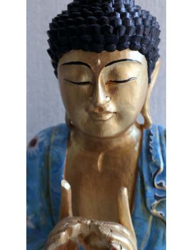 Buddha scultura il legno massello noce indiano...