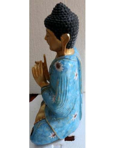 Buddha scultura il legno massello noce indiano...