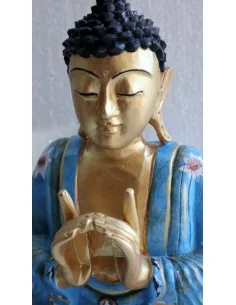 Buddha scultura il legno massello noce indiano o suar cm... 2