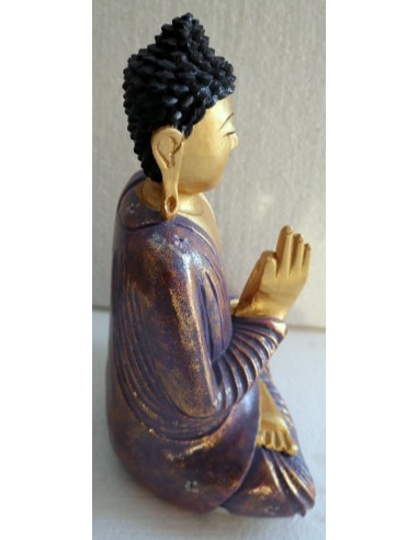 Buddha scultura il legno massello noce indiano...