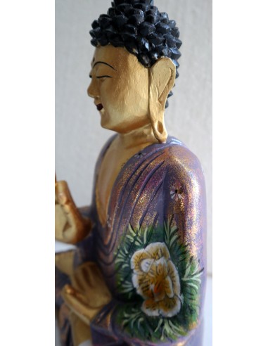 Buddha scultura il legno massello noce indiano...