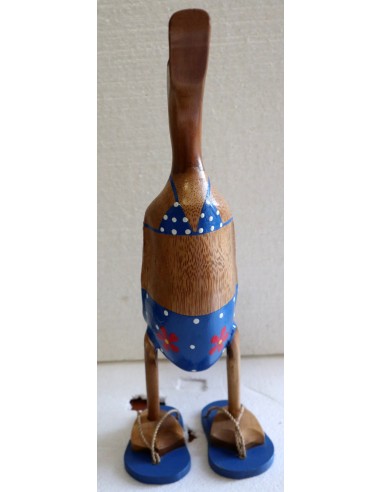 Oca papera in legno in costume da bagno blu con...