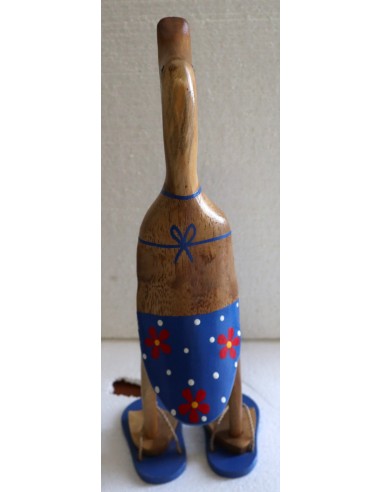 Oca papera in legno in costume da bagno blu con...